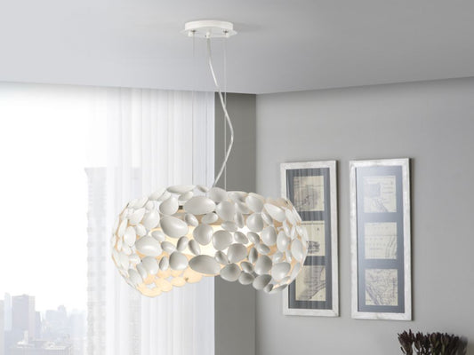Lustra rotunda cu inaltime reglabila din Metal Alb cu 5 becuri D47xH135cm Narisa