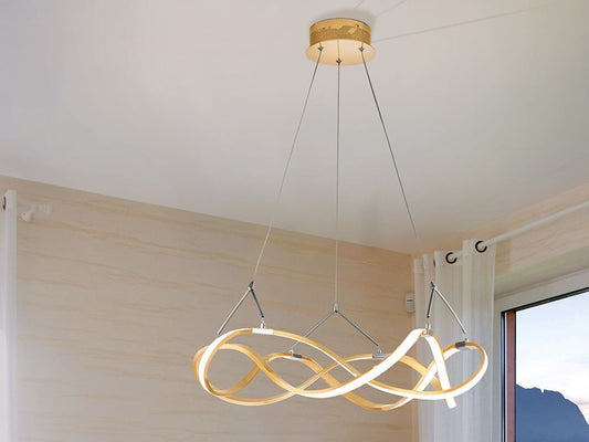 Lustra rotunda cu inaltime reglabila din Aluminiu Auriu cu LED  D53xH130cm Molly