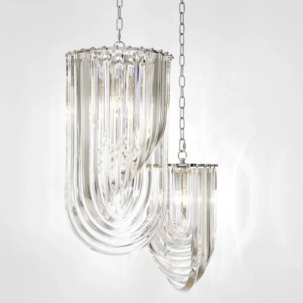 Candelabru din Metal Argintiu si Acrilic Transparent H50xD25cm Murano Eichholtz