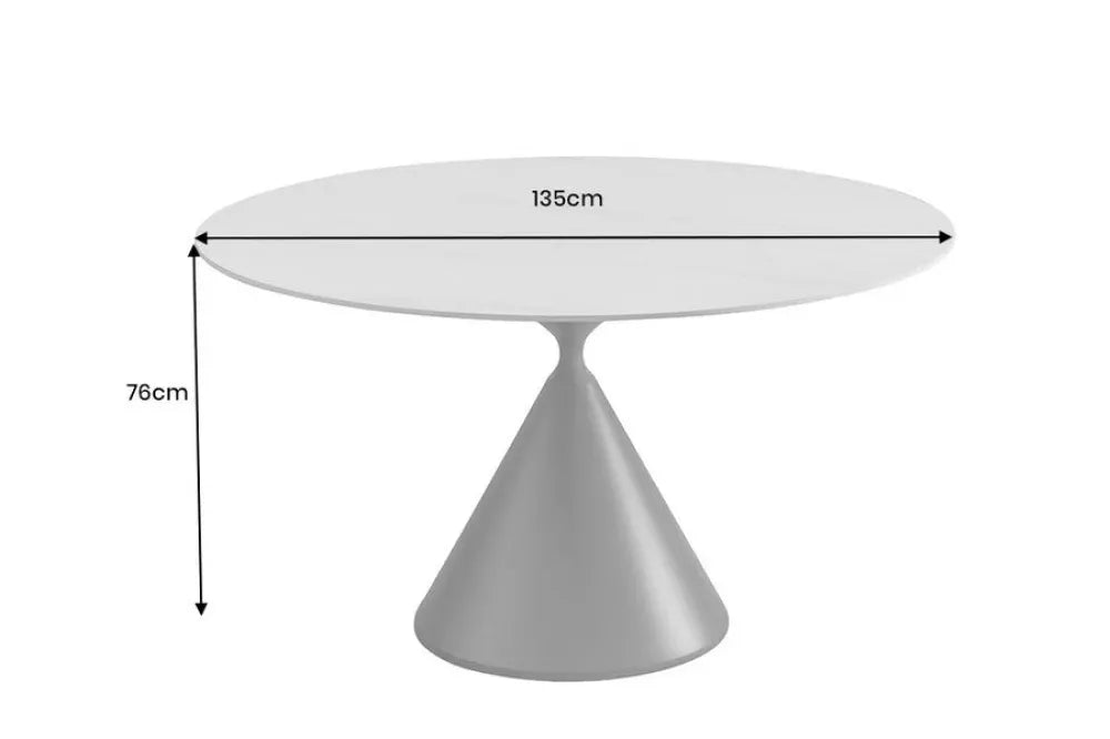 Masa din Ceramica Alb si Metal Negru D135xH76cm SIGNATURE