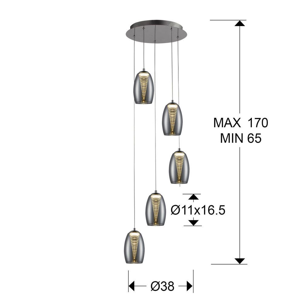 Lustra rotunda cu inaltime reglabila din Sticla Transparent cu LED D38xH170cm Nebula