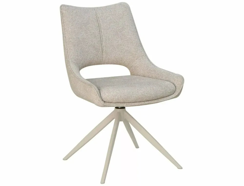 Scaun rotativ din Stofa Leo Bej deschis si Metal Bej H87xL56xA44cm Fino
