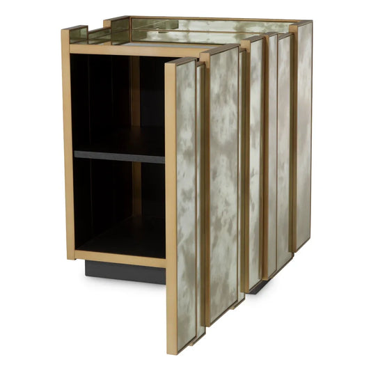 Noptiera dreapta din Oglinda antichizata/MDF/Funir de stejar L57.5xH68.5cm Nottingham Eichholtz