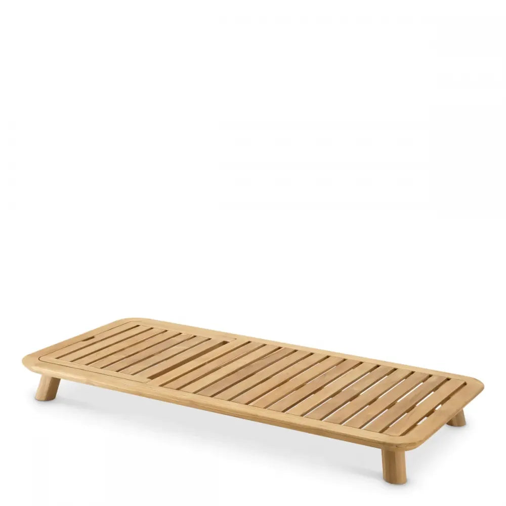 Sezlong de exterior din Lemn de tec Maro si Stofa Bej H96xL210cm Weston Eichholtz