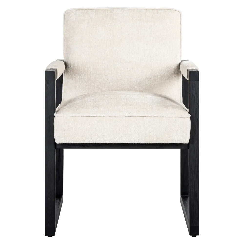 Scaun tapitat cu Chenille Alb cu picioare din Lemn de frasin Negru H90xL63xA70cm Beck  Richmond Interiors