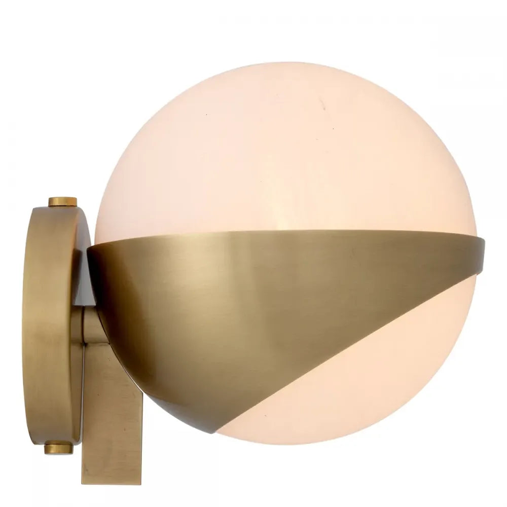 Aplica de perete din Metal Alama atichizata si Sticla Alb H19xL14cm Wilson Eichholtz