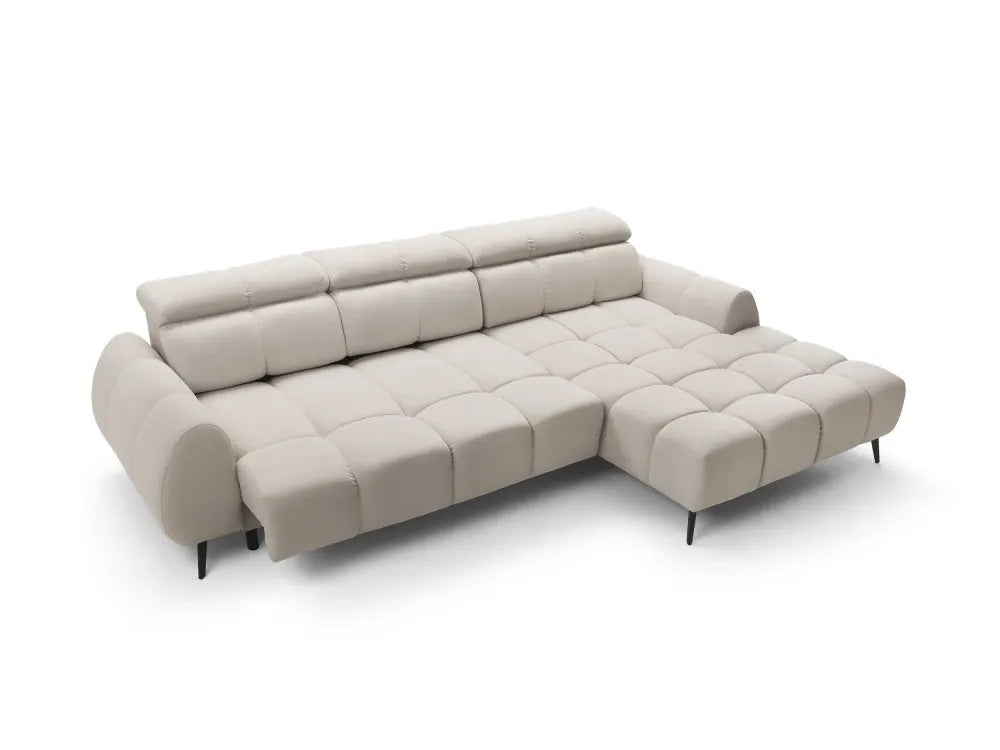 Coltar extensibil electric tapitat cu Catifea Bej Piano