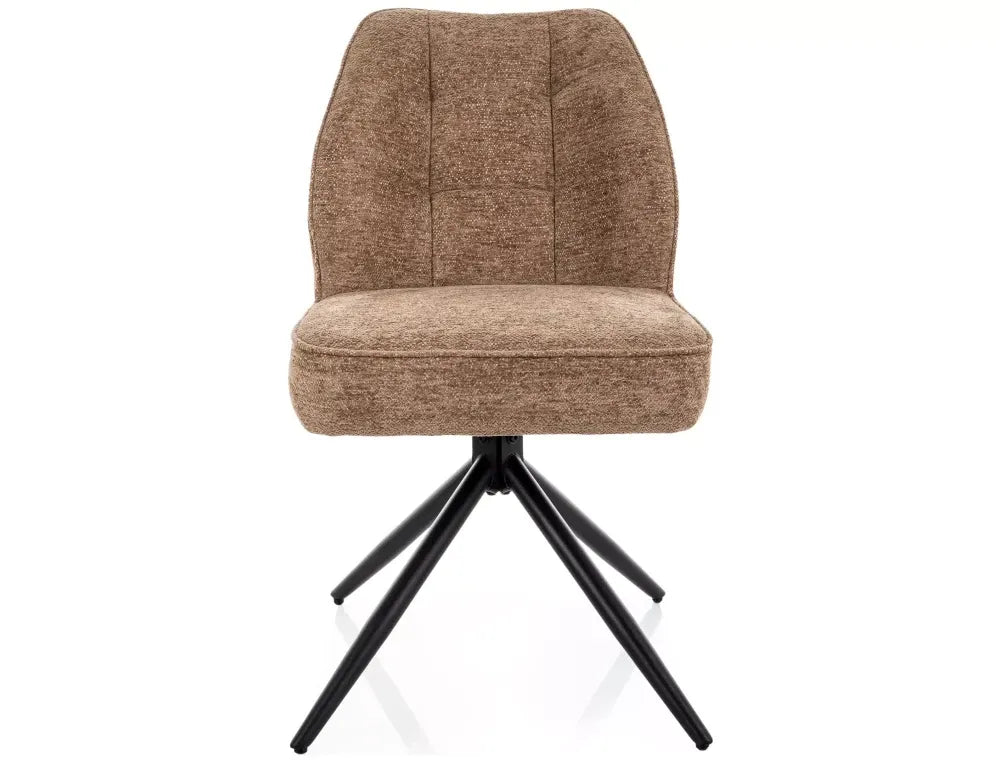 Set 2 Scaune rotative din Stofa Maro si Metal Negru H83xL49xA63cm John