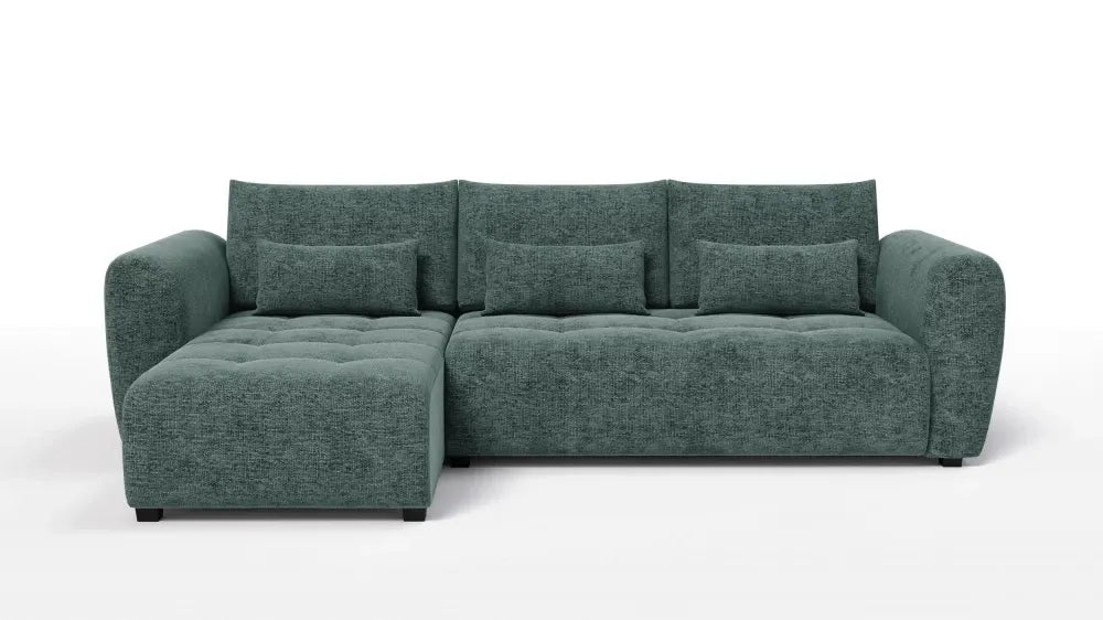 Coltar in forma de L tapitat cu Chenille Verde Sajma 11 L293x171cm Trezzo