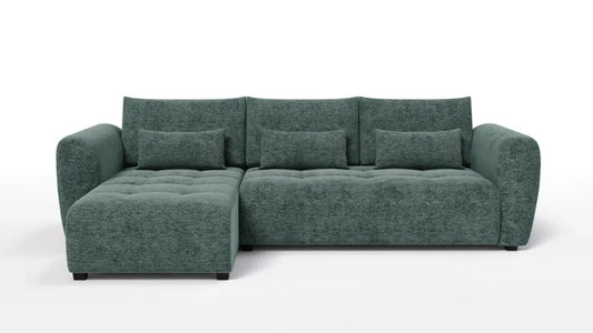 Coltar in forma de L tapitat cu Chenille Verde Sajma 11 L293x171cm Trezzo