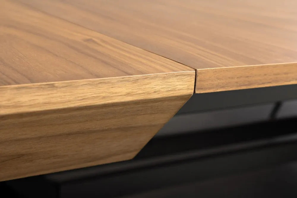 Masa extensibila din MDF/Funir de nuc Maro si Metal Negru L200-320xH76cm GIANT
