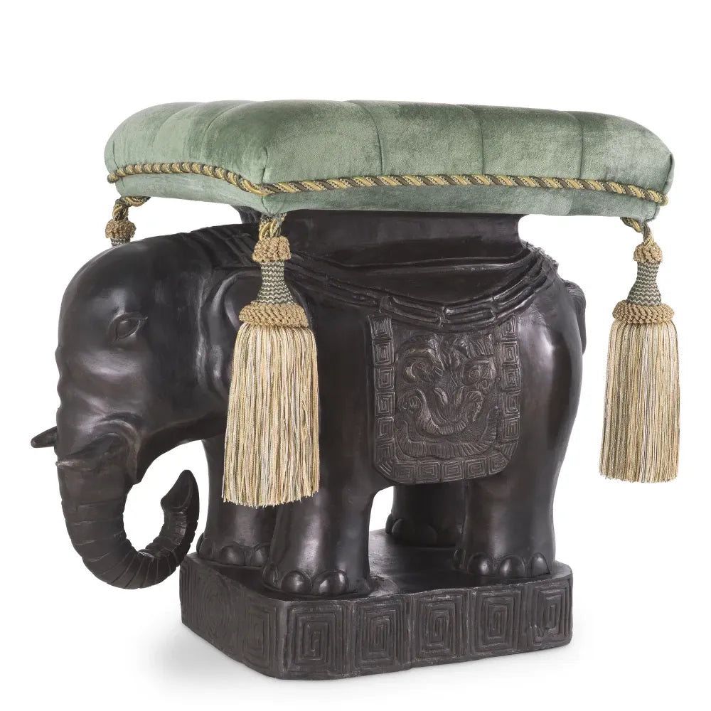Taburet tapitat cu Catifea Turcoaz L40xA58xH55cm Elephant Eichholtz