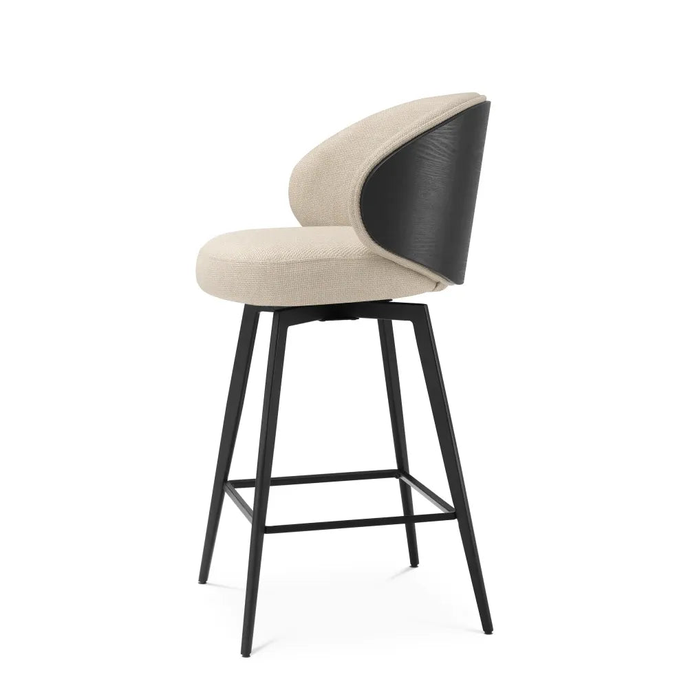 Scaun de insula rotativ tapitat cu Stofa Bej sand L57xA52xH92cm Camerota Eichholtz