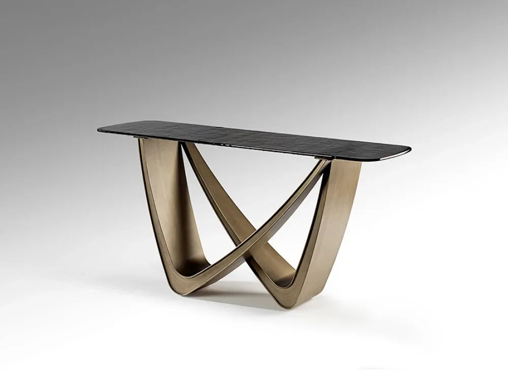 Consola din Metal Bronz si Sticla Gri L150xH76cm Genesis