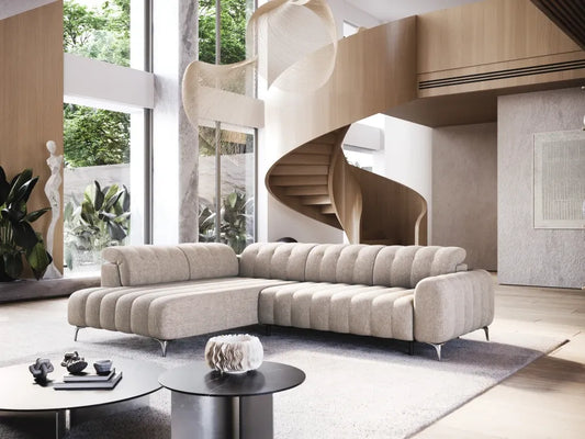 Coltar extensibil electric tapitat cu Stofa Bej inchis Padova II