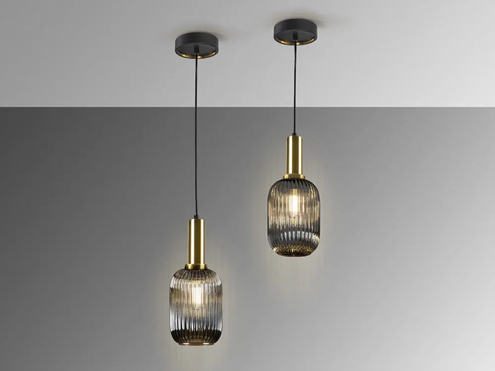 Pendul din Metal Negru si Sticla Negru D14xH200cm Norma