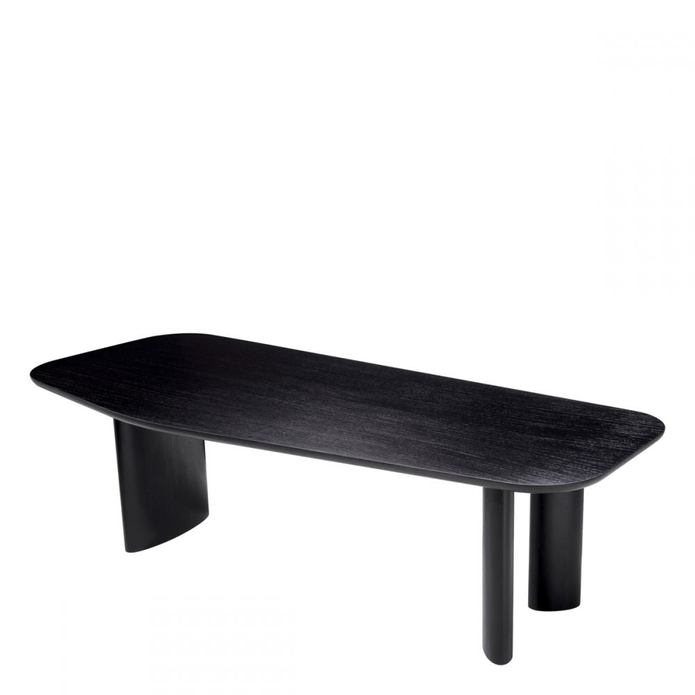 Masa Asimetrica Flemings Eichholtz din Furnir de stejar Negru de 6-8 persoane L250xH76.5cm