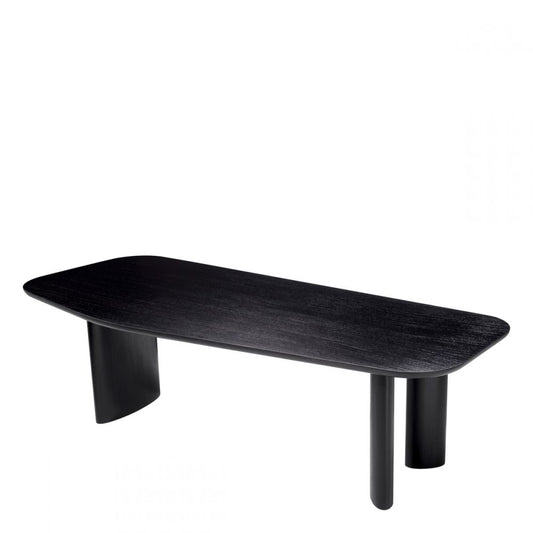 Masa Asimetrica Flemings Eichholtz din Furnir de stejar Negru de 6-8 persoane L250xH76.5cm