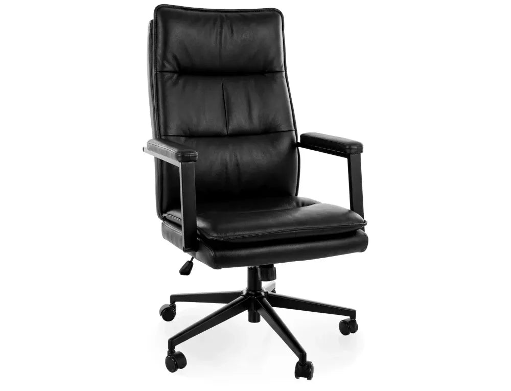 Scaun de birou din Piele ecologica Negru si Metal Negru H111-119xL62xA70cm Q-091