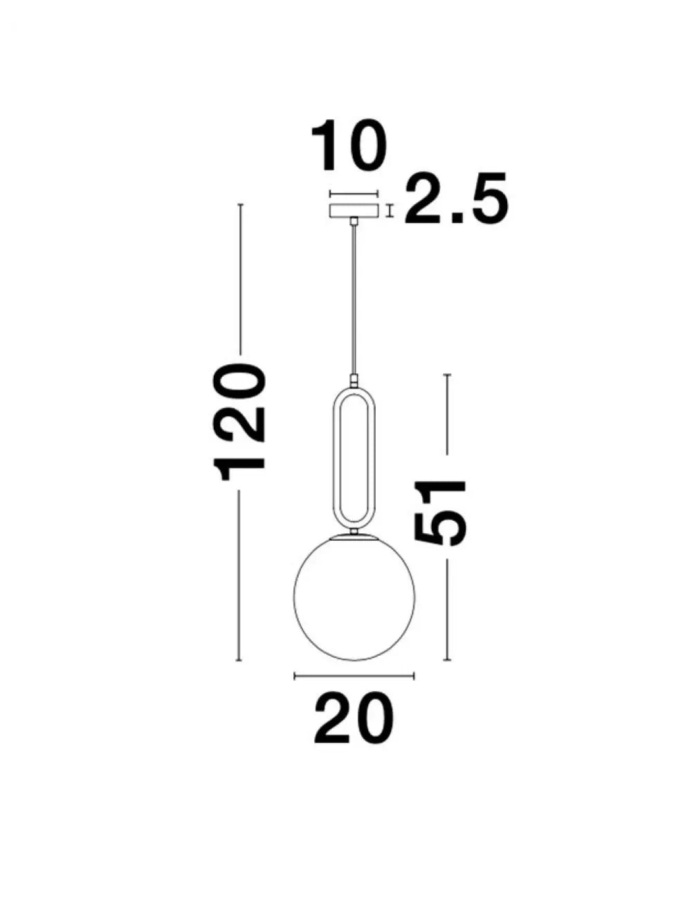 Pendul structura din Metal Alama si abajur din Sticla Alb H120xL20cm IP20 GRUS