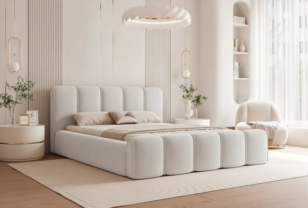 Pat 160 x 200 tapitat cu Catifea Dream velvet Gri silver Nero