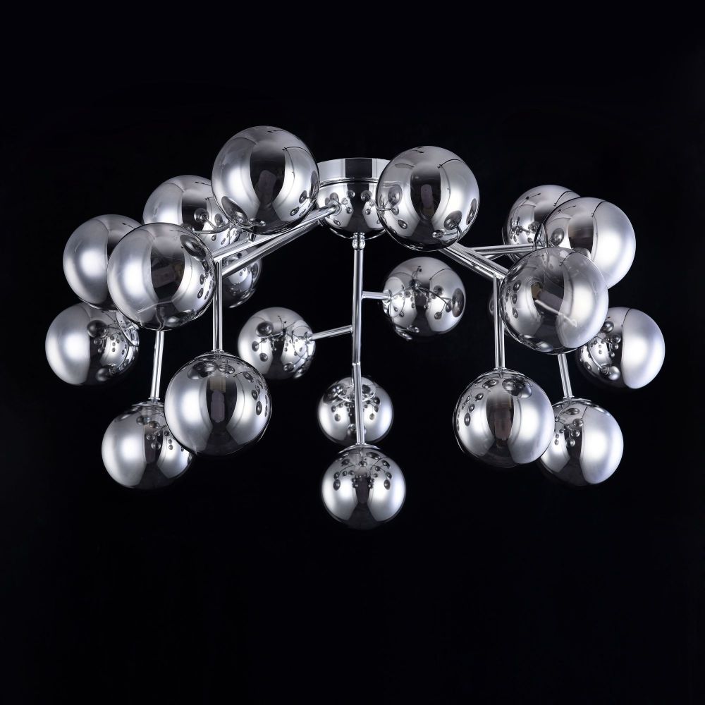 Candelabru Rotund din Metal si Sticla Argintiu/Negru Dallas D75xH25cm