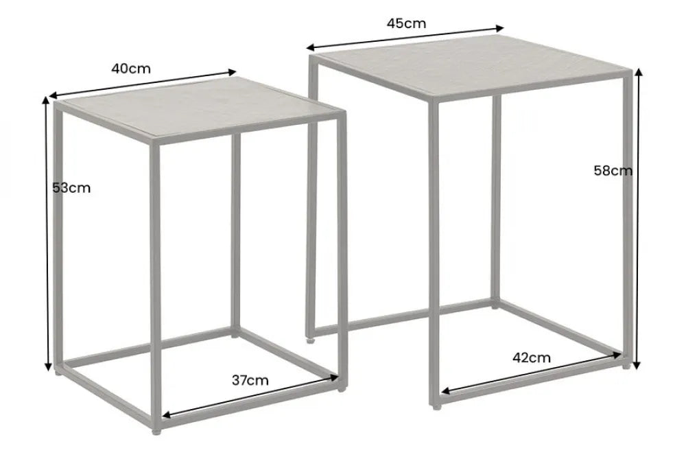 Set 2 masute de cafea din MDF Negru cu efect de marmura si Metal Negru L40/45xH53/58cm Mountain soul