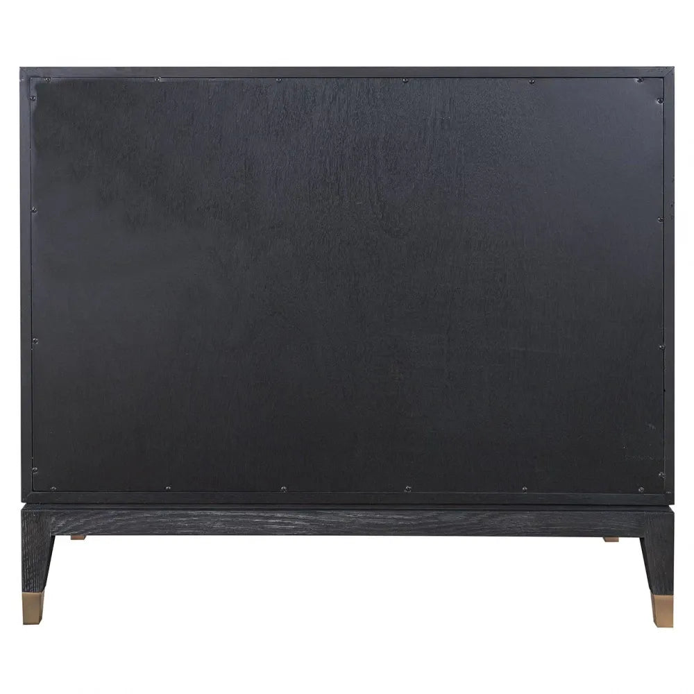 Comoda din Piele ecologica/Furnir de stejar Bej/Negru L97xH85cm Bloomville