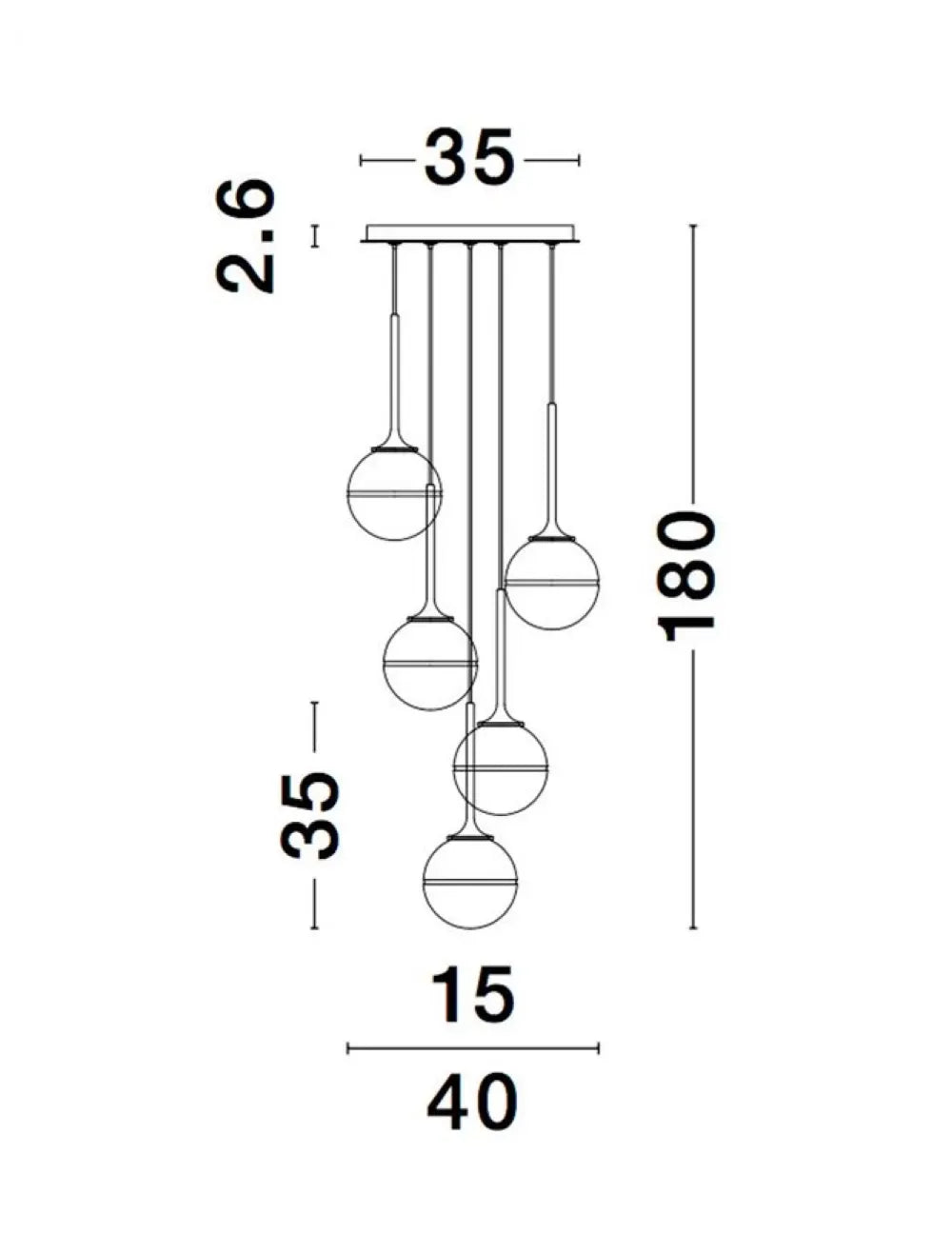 Lustra structura din Metal Auriu si abajur din Sticla Alb H180xL35cm IP20 CANTONA