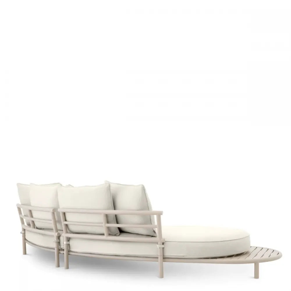Canapea de exterior din Metal Bej si Stofa Alb/Gri H59xL330cm Laguno  Eichholtz