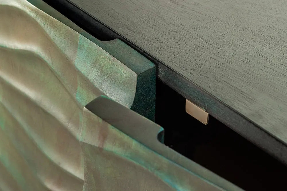 Comoda din Lemn de mango Turcoaz si Metal Auriu L160xH75cm WAVE