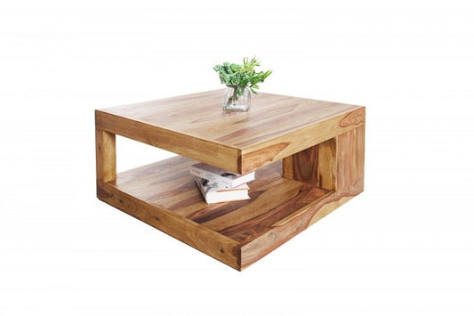 Masuta de cafea patrata din lemn masiv Maro L80xH40cm Giant