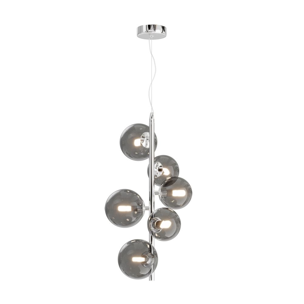 Lustra din Metal si Sticla Argintiu/Gri cu 6 becuri G9 28W D29xH170cm Dallas