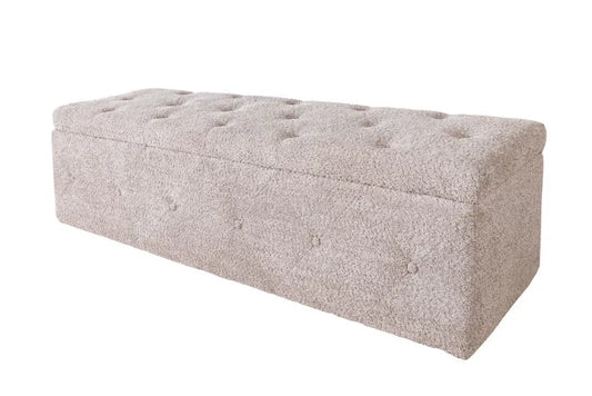 Bancheta cu spatiu de depozitare din Stofa boucle Grej H40xL140cm Extravagancia