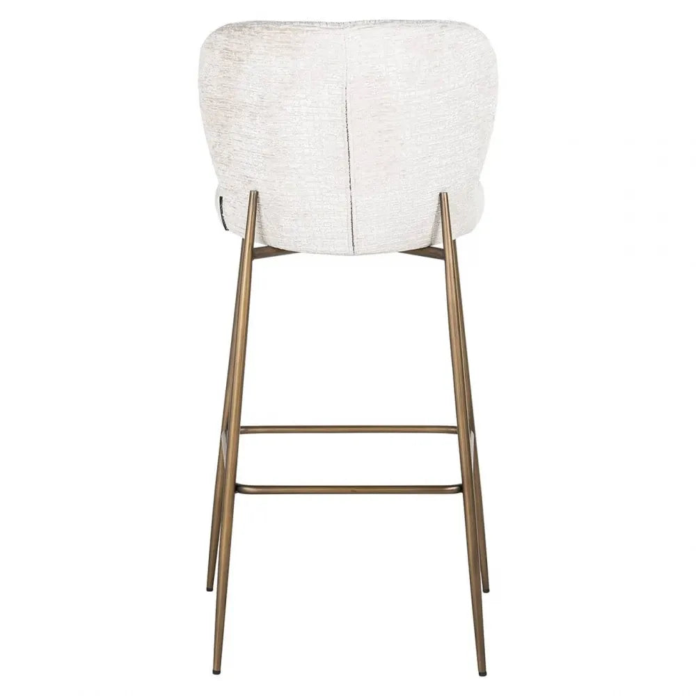 Scaun de Bar tapitat cu Stofa Crem cu picioare din Metal Alama H105xL51xA54cm Darby Richmond Interiors