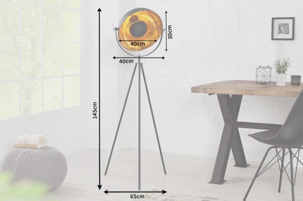Lampa de podea din Metal Negru/Auriu H145xL65cm Studio
