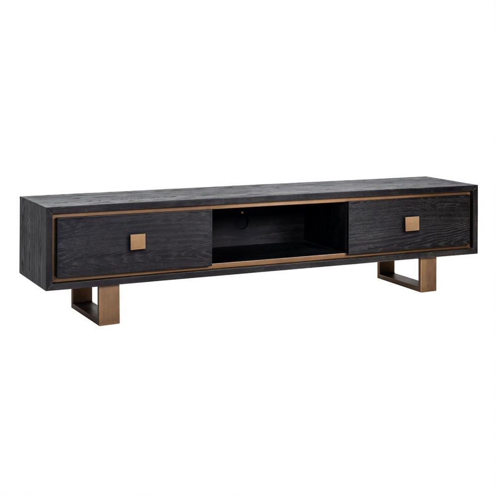 Comoda din Lemn masiv de stejar si Metal Negru/Auriu L190xH46cm Hunter Richmond Interiors
