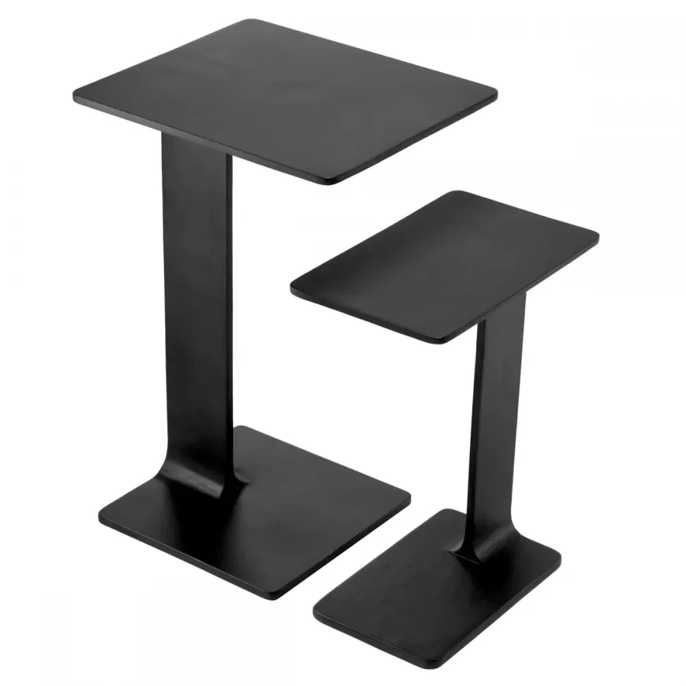 Set 2 masute laterale Dreptunghiulare din Aluminiu Negru L39.5/45xl25/40cm Smart Eichholtz
