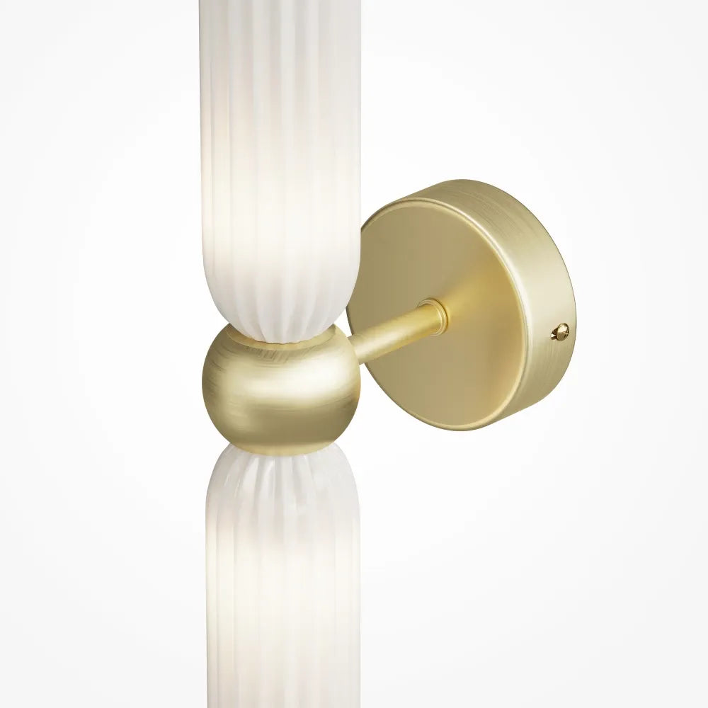 Aplica perete din Metal Auriu si Sticla Alb H43.5xD5cm Antic