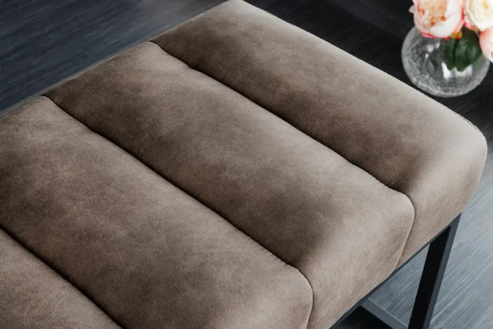 Bancheta din Metal Negru si Microfibra Maro taupe H40xL108cm Petit beaute