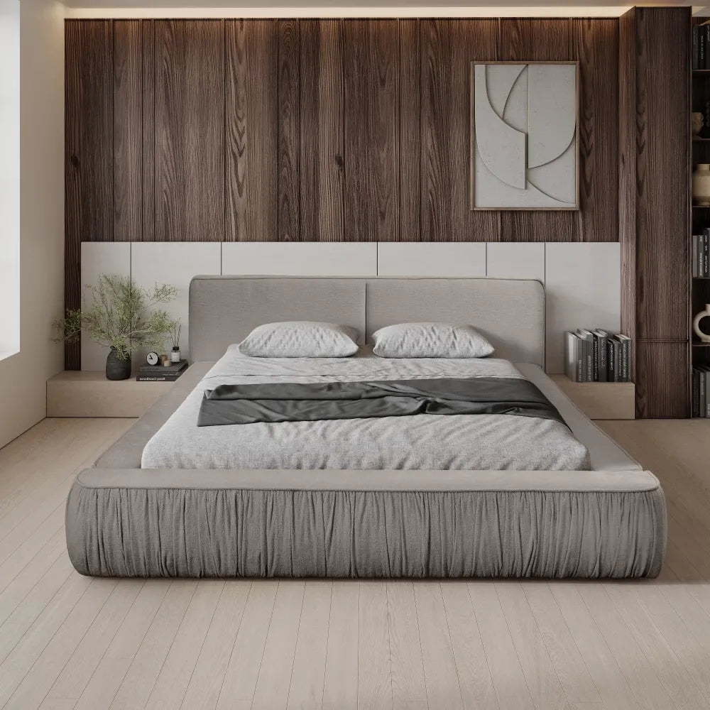 Pat 180x200cm tapitat cu Chenille Grej Naomi