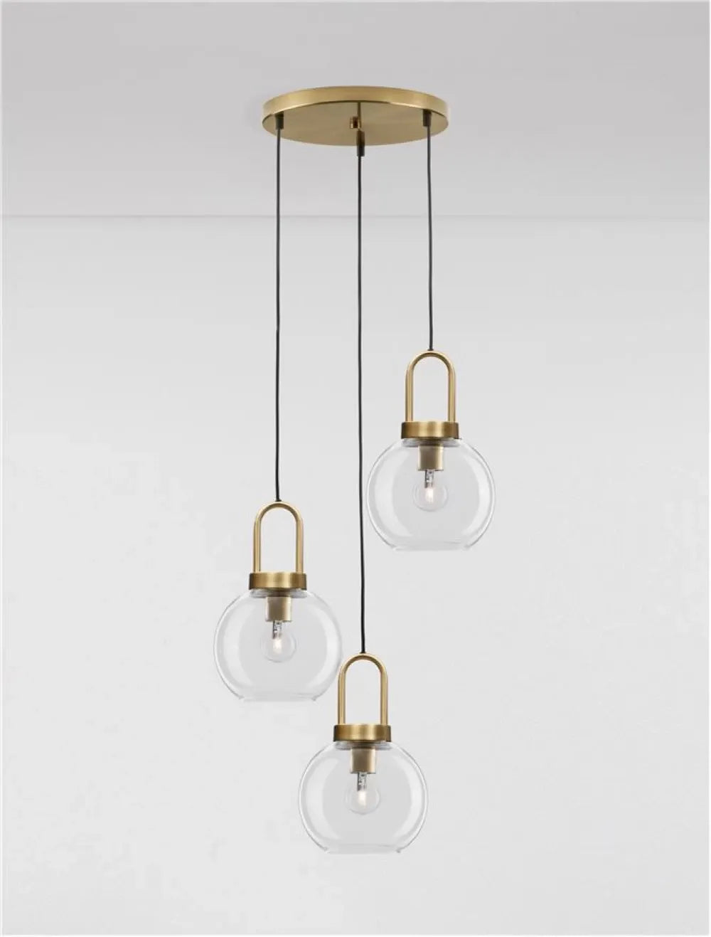 Candelabru structura din Metal Alama si abajur din Sticla Transparent H150xL30cm IP20 IRVINE