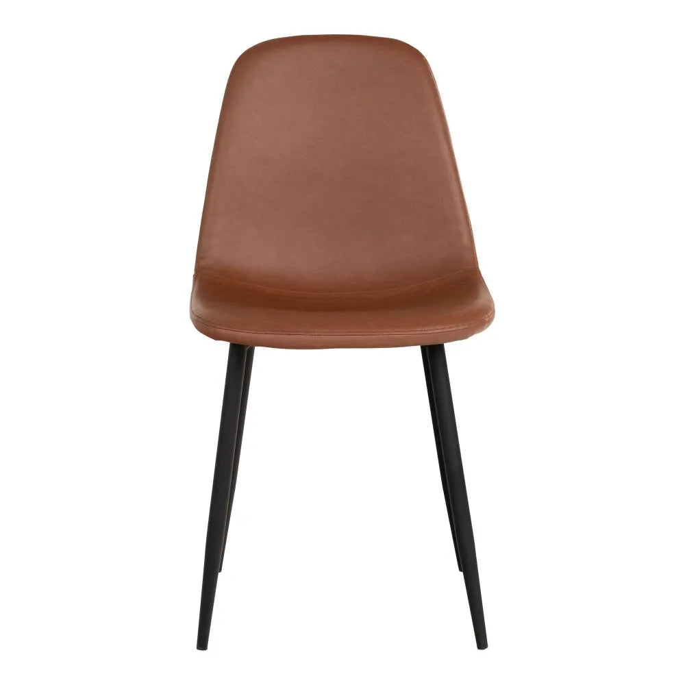 Set 2 scaune din Metal Negru si Piele sintetica Maro H88xL44xA54cm Stockholm