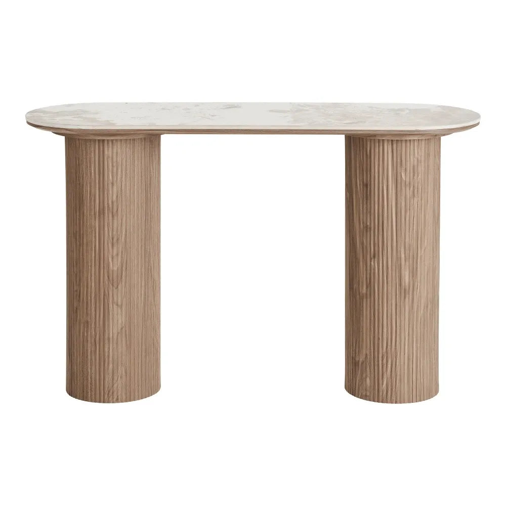 Consola din MDF Maro si Ceramica Alb L120xH78cm Athens