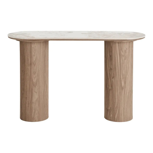 Consola din MDF Maro si Ceramica Alb L120xH78cm Athens