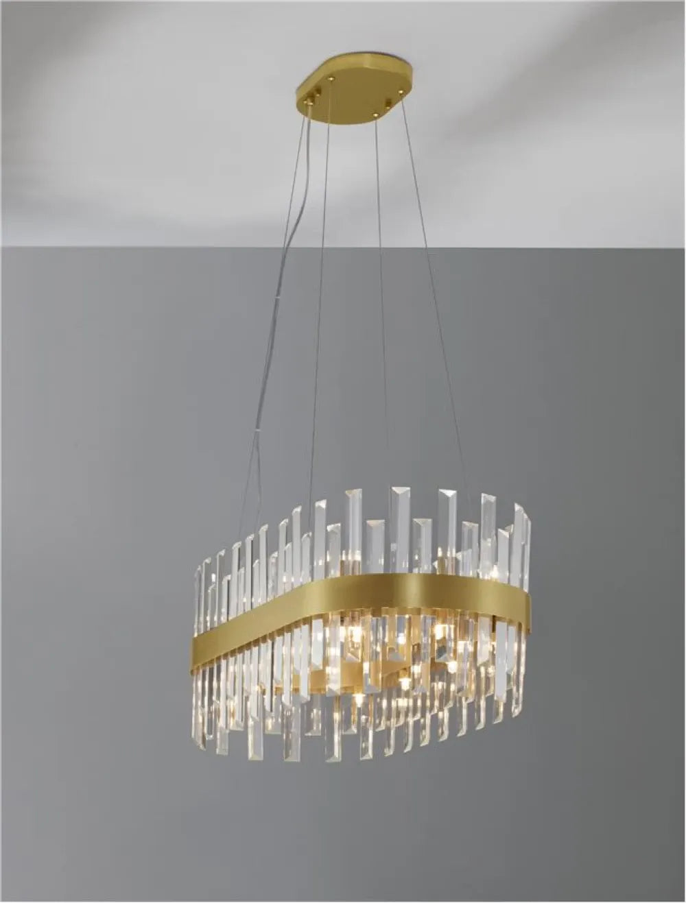 Candelabru structura din Metal Auriu si abajur din Cristal Transparent H120xL80cm IP20 CROWN