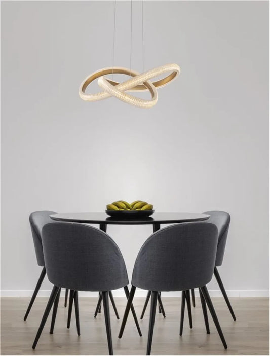 Lustra structura din Aluminiu Auriu si abajur din Acrilic Transparent H120xL52.5cm IP20 41.5W 3600lm 3000k MEDORA