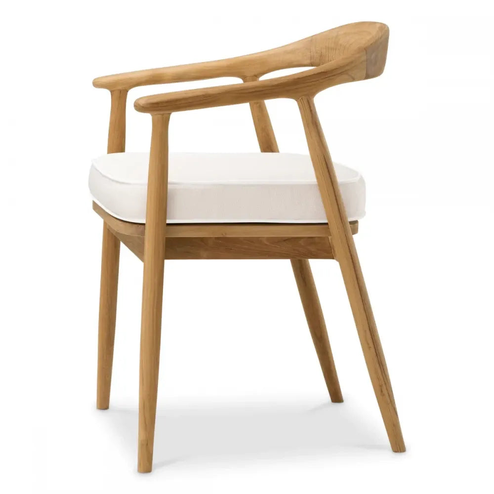 Scaun de exterior din Lemn de tec Maro si Stofa Alb H77.5xL58xA56cm Beale Eichholtz