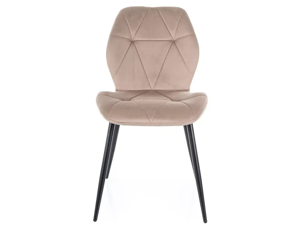 Set 2 scaune din Catifea Bej inchis si Metal Negru Hx86Lx48xA56cm Rick