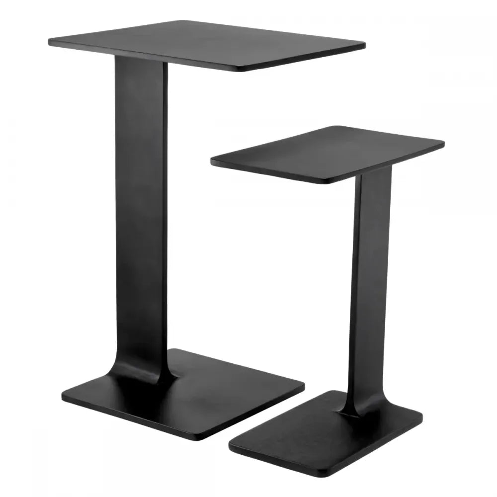 Set 2 masute laterale Dreptunghiulare din Aluminiu Negru L39.5/45xl25/40cm Smart Eichholtz